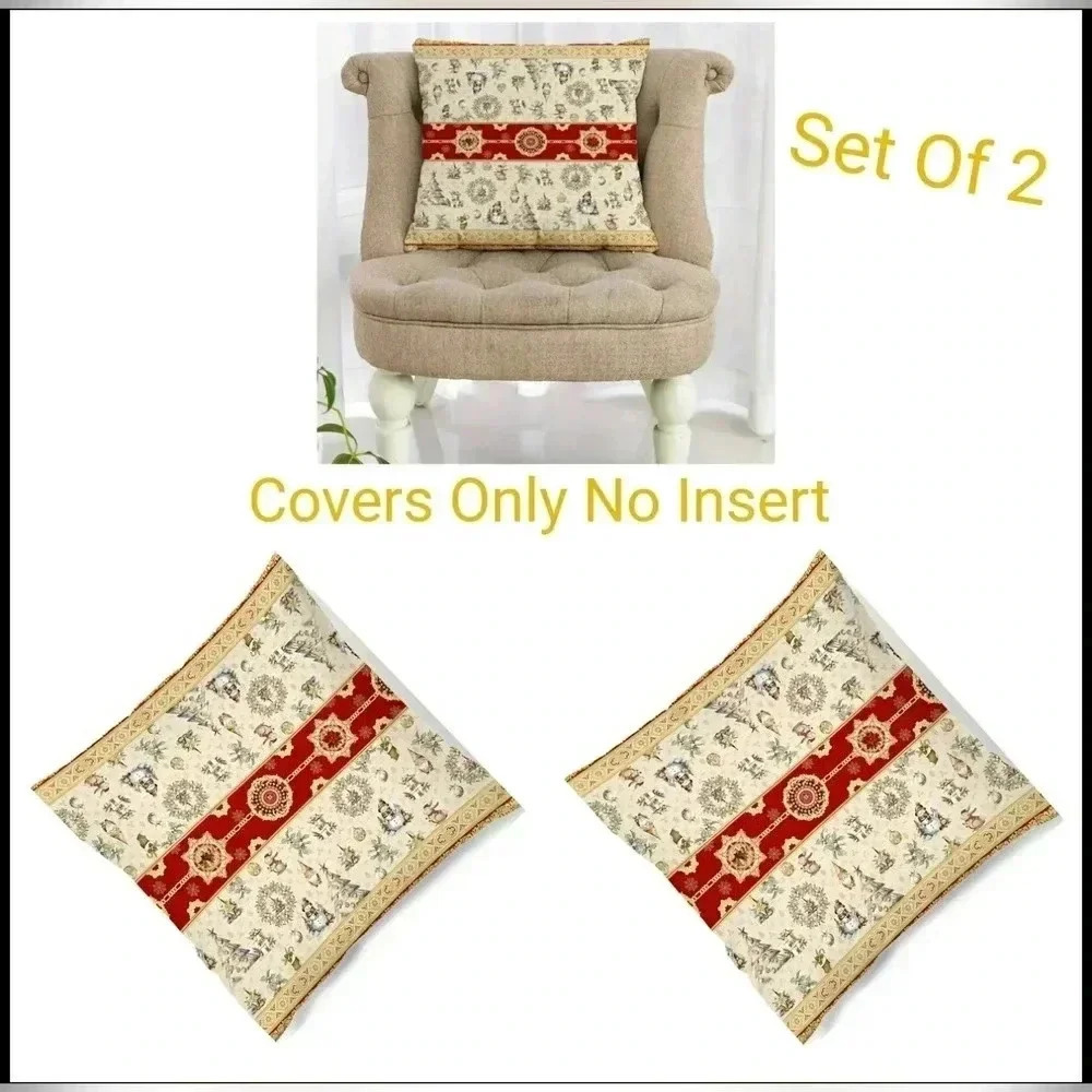 Christmas Holiday Toss Accent Pillow Covers Set Of 2